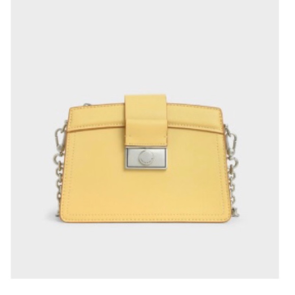Charles & Keith Yellow Cross-Body Bag | Push-Lock | Detachable Chain| Never Used